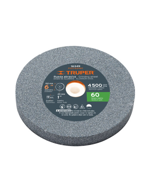 16349 Rueda abrasiva p/esmeril 6"x19mm, óxido aluminio, grano 60