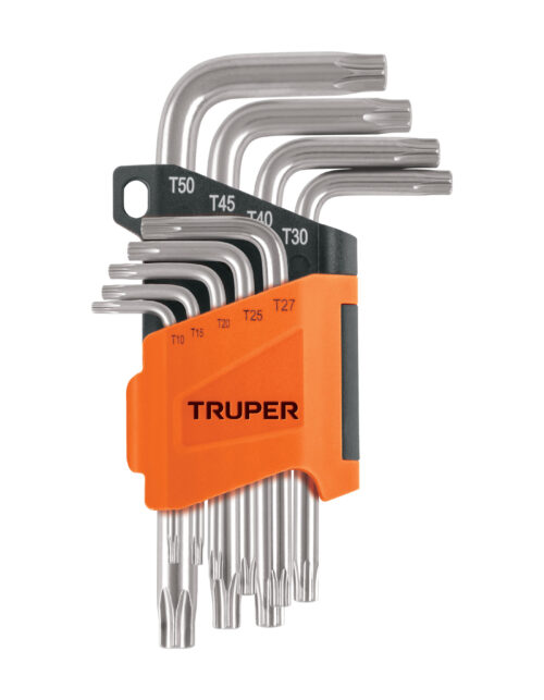 15554 Juego de 9 llaves torx con organizador abatible, Truper