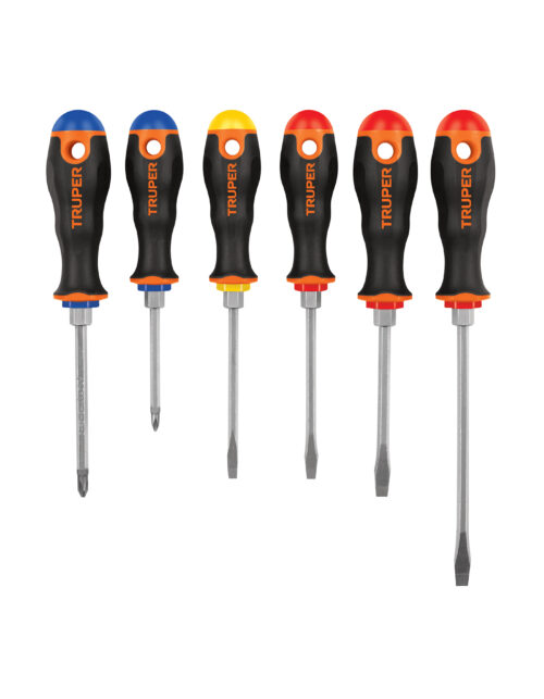 19621 Juego de 6 desarmadores mango Comfort Grip, Truper