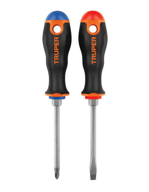 19622 Dúo de desarmadores 1/4" x 4" mango Comfort Grip, Truper