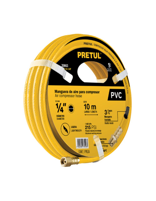 20663 Manguera para compresor, de PVC, 10m x 1/4", Pretul