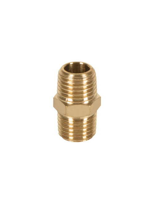 19024 Niple de latón, macho-macho, cuerda 1/4" NPT, TRUPER
